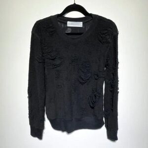 IRO Womens Kismet Textured Frayed Sweater Black Size XS